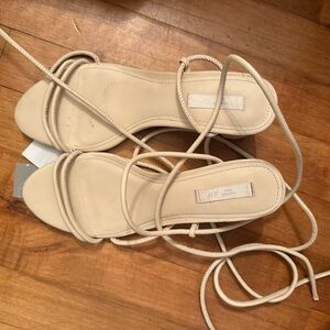 H&M Lace-Up Strappy Sandals in Cream